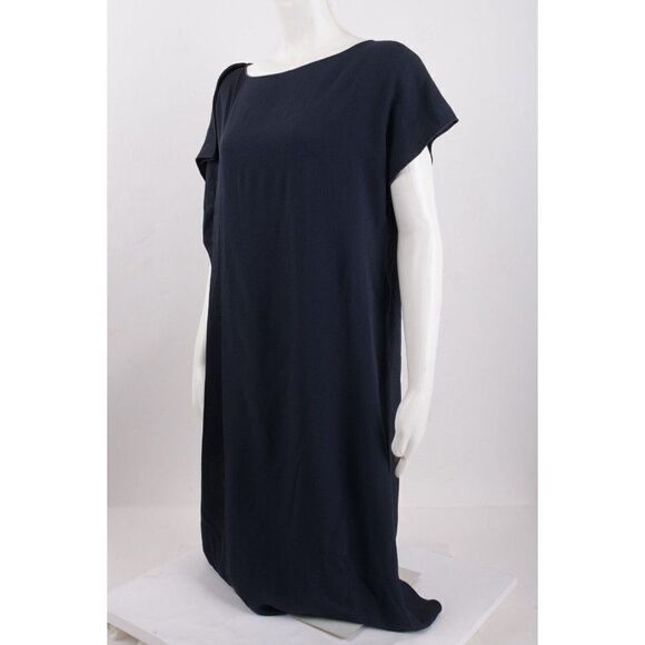 Piazza Semipione Womans Shift Flowy Dress Size 42 US 6  Navy Blue Made Italy NWT - Picture 4 of 6